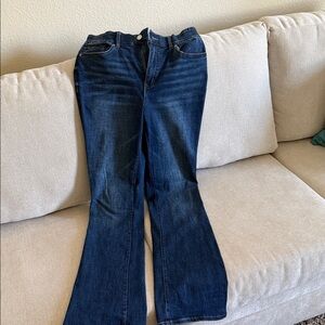 New York & Company Dark Indigo Flare Jeans Tall
